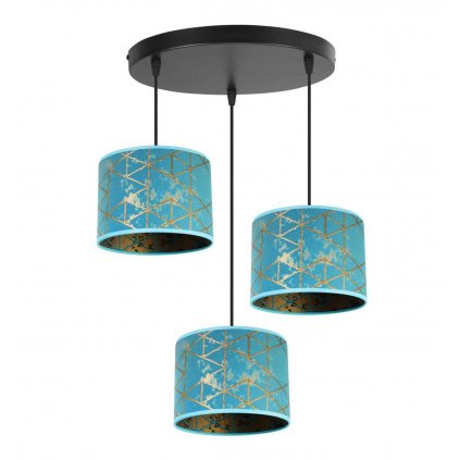 nowoczesna lampa wiszaca werona w kolorze niebiesko zlotym ze wzorem