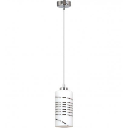 elegancka lampa wiszaca pojedyncza chrom ze szklanym kloszem we wzory