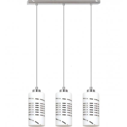 lampa wiszaca chromowana ze szklanymi kloszami we wzory