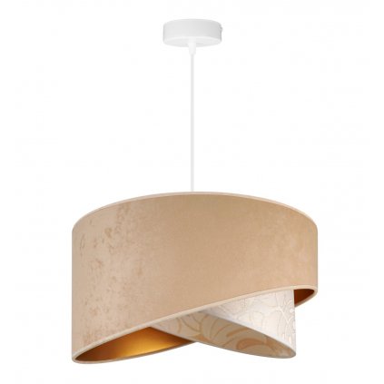 elegancka lampa z abazurem werona bezowe wykonczenie wzor liscie