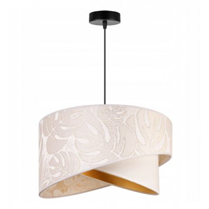 nowoczesna lampa wiszaca z abazurem werona czarne wykonczenie wzor liscie