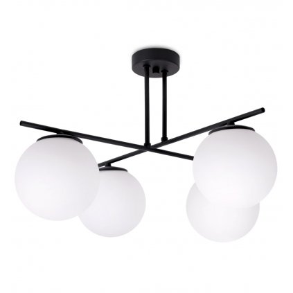 lampa sufitowa zyrandol czarny w stylu loft biale klosze e14
