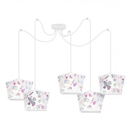 lampa wiszaca pajak z abazurami w dzieciece wzory zyrandol