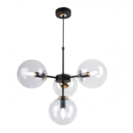 lampa sufitowa z regulacja wysokosci zyrandol czarny bezbarwne klosze e14