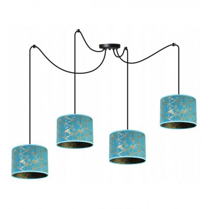 stylowa lampa wiszaca z regulacja werona spider niebiesko zloty wzor