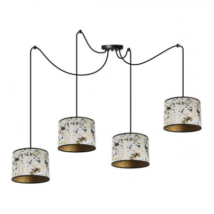 lampa wiszaca werona z regulacja okragle abazury bialo zloty wzor