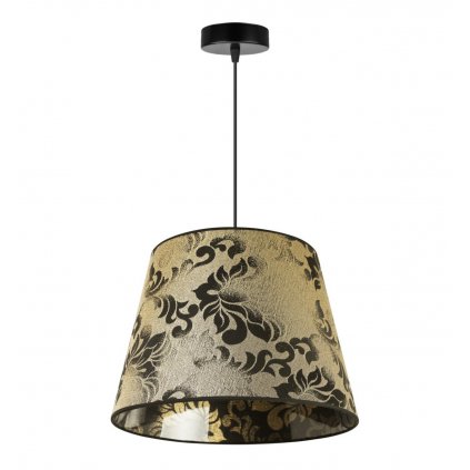 lampa wiszaca sufitowa werona z abazurem stozkowym zloty wzor