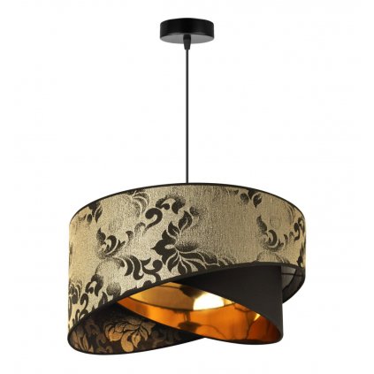 lampa wiszaca zyrandol werona wzorzysty abazur zloty wzor