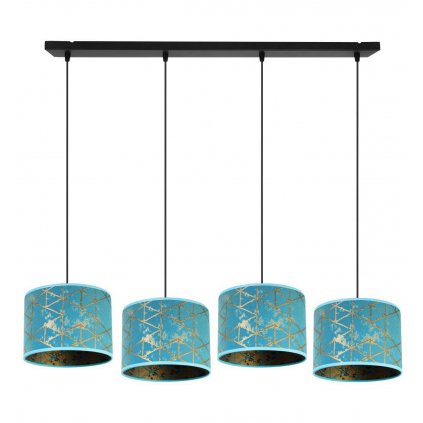 nowoczesna lampa wiszaca na listwie werona czarna z niebiesko zlotym wzorem