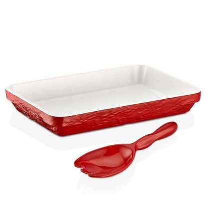 x mel olie set salatkowy prostokatny czer biel 2x