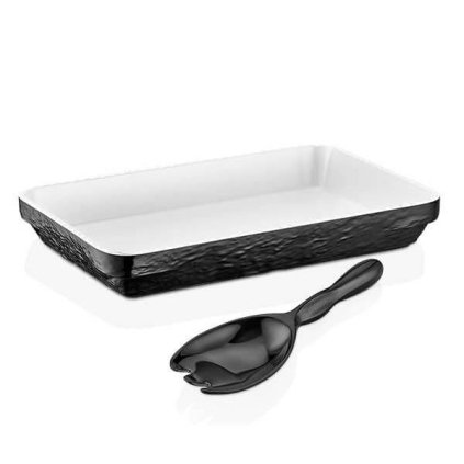 x mel olie set salatkowy prostokatny czern biel 2x