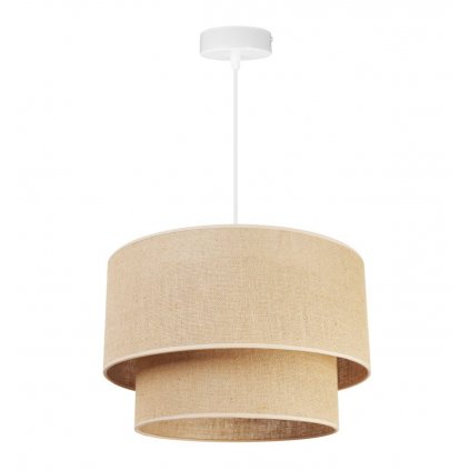 lampa wiszaca zyrandol z abazurem podwojnym juta eko styl