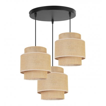 nowoczesna lampa boho wiszaca na listwie z abazurami