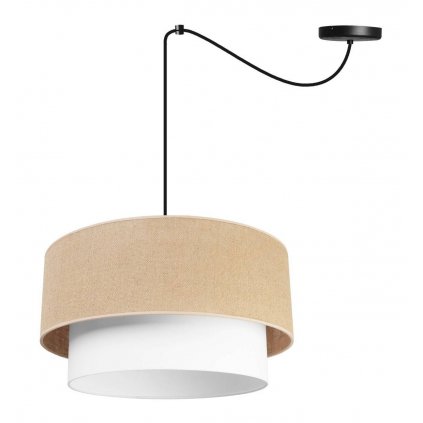 nowoczesna lampa wiszaca zyrandol spider z abazurem juta podwojnym