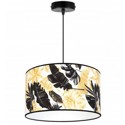 wiszaca lampa nowoczesna z abazurem w roslinne wzory