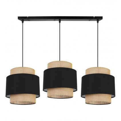 nowoczesna lampa na listwie boho z jutowymi abazurami