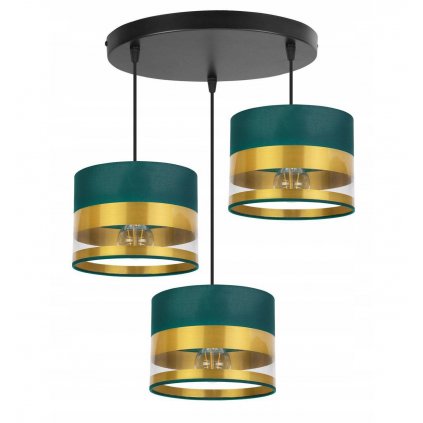 elegancka lampa wiszaca z transparentnymi detalami i nowoczesnymi abazurami