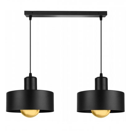 nowoczesna lampa loft na listwie z metalowymi kloszami