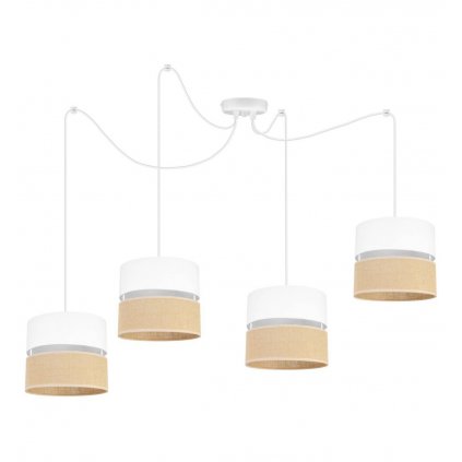 stylowa lampa sufitowa juta z regulacja typu pajak abazury bialo bezowe