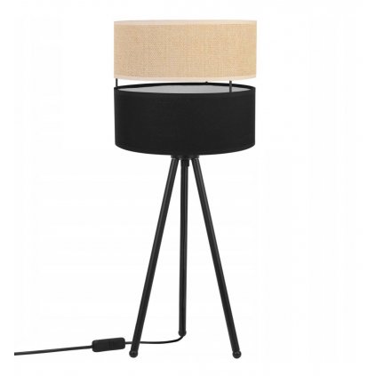 nowoczesna lampka nocna juta edron z podwojnym abazurem wzor bezowo czarny