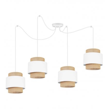 lampa wiszaca spider boho bialo bezowa z abazurami z juty