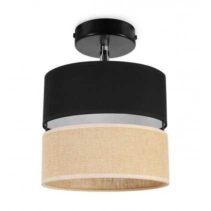 nowoczesny reflektor juta z podwojnym materialowym abazurem wzor bialo czarny
