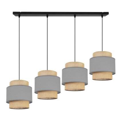 nowoczesny zyrandol na listwie boho z abazurami