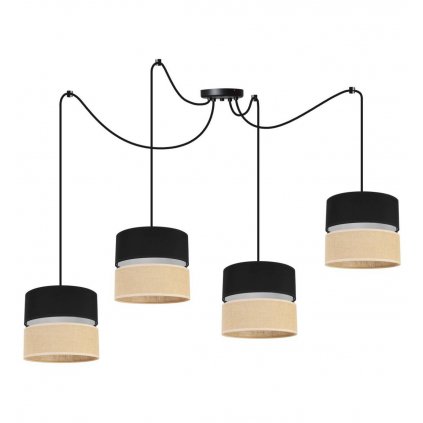 stylowa lampa sufitowa juta z regulacja typu pajak abazury bialo czarne