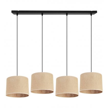 elegancka lampa wiszaca z abazurami juta na listwie do jadalni