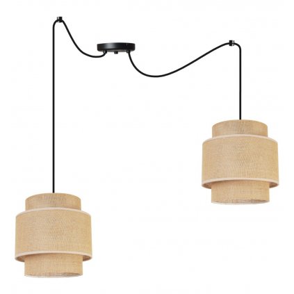 nowoczesna lampa wiszaca spider boho z abazurami jutowymi