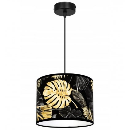 lampa wiszaca z motywem roslinnym i nowoczesnym abazurem