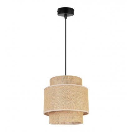 lampa wiszaca boho w stylu rustykalnym z abazurem