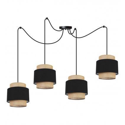 nowoczesna lampa wiszaca typu spider boho z abazurami z juta