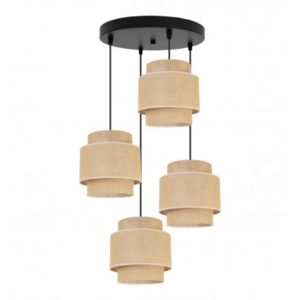 stylowa lampa wiszaca boho z abazurami na podsufitce