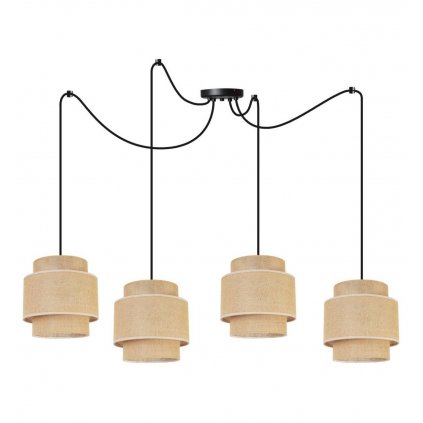 stylowa lampa wiszaca z abazurami jutowymi spider boho styl