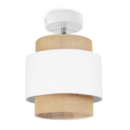 lampa kinkiet boho z abazurem jutowym bialo bezowy