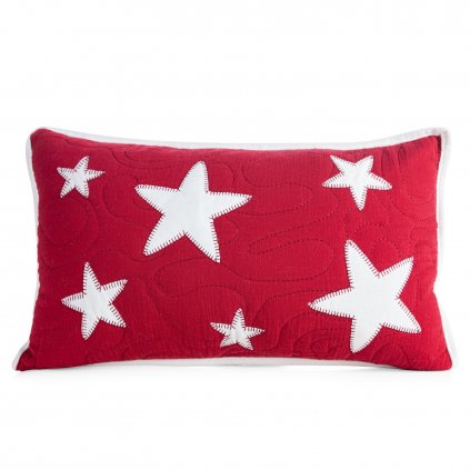 VÁNOČNÍ DEKORAČNÍ POVLAK NA POLŠTÁŘ STAR 1KS 30X50 CM ČERVENÁ