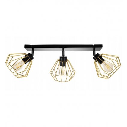 industrialna lampa loftowa sufitowa ze zlotymi kloszami