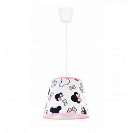 cukierkowa lampa wiszaca z abazurem minnie do pokoju dziewczynki