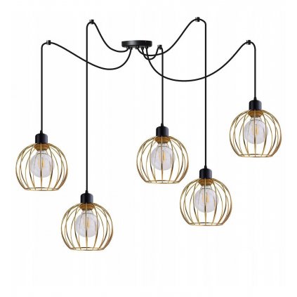 lampa wiszaca regulowana w stylu loft z metalowymi kloszami typu druciak