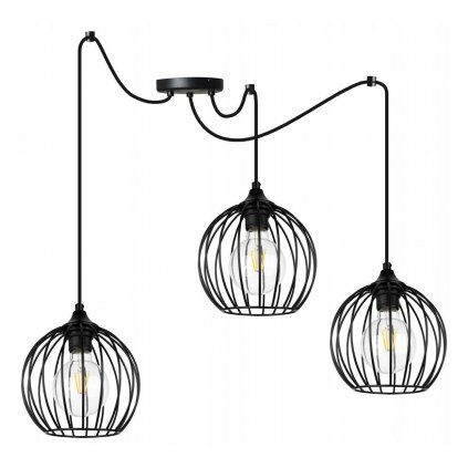 nowoczesna lampa wiszaca z drucianymi kloszami