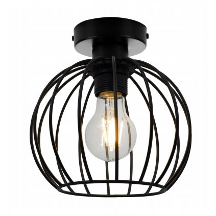 loftowy reflektor ze szklanym koszykowym kloszem czarny