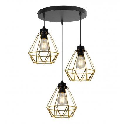 elegancka lampa nuvola gold klosze typu druciak zlote w ksztalcie diamentu