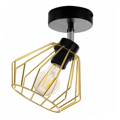 lampa wiszaca loft z drucianym zlotym kloszem