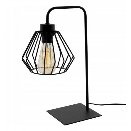 nowoczesna lampa stolowa loft z drucianym kloszem