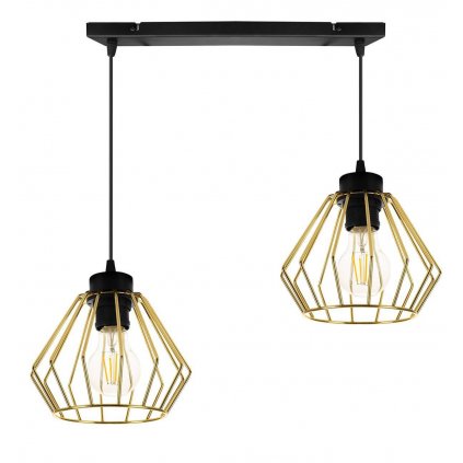 industrialna lampa wiszaca metalowa ze zlotymi kloszami