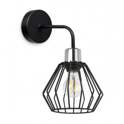 nowoczesna czarna lampa kinkiet klosz metalowy druciak led nuvola