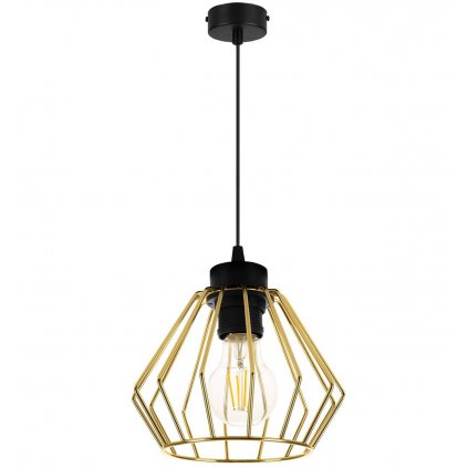 lampa wiszaca loft ze zlotym kloszem metal