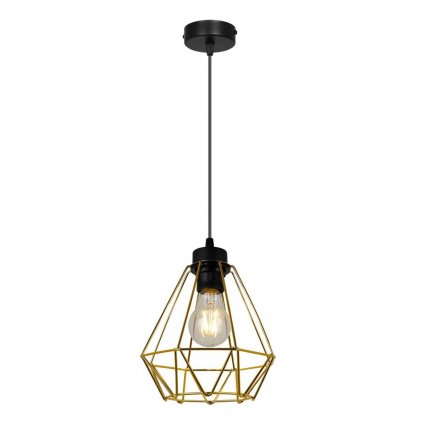 nowoczesna lampa wiszaca nuvola gold druciany klosz w ksztalcie diamentu