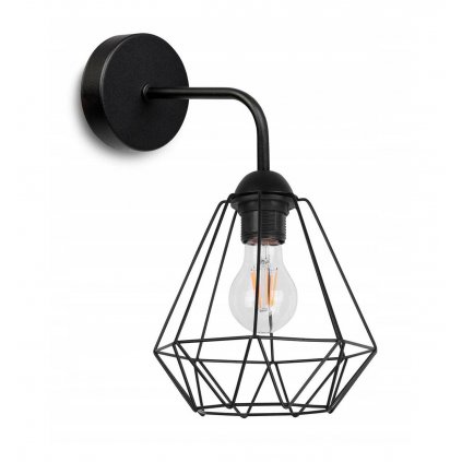 scienny kinkiet w industrialnym stylu z drucianym kloszem